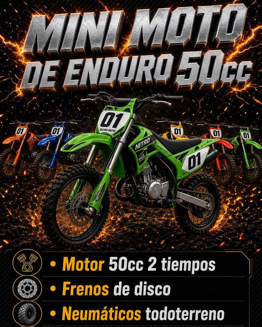 MINI MOTO ENDURO 50CC TODO TERRENO
